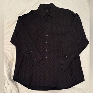 Men's IKE BEHAR Black Button Down Shirt XL
